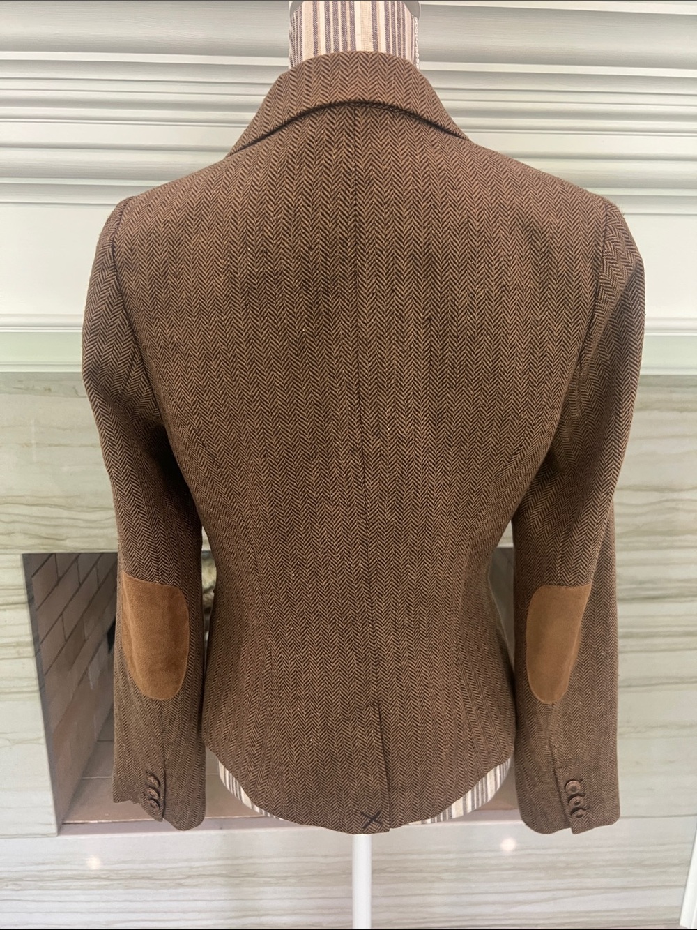 Tailored Brown Herringbone Women's Blazer Jacket - Picture 5 of 8